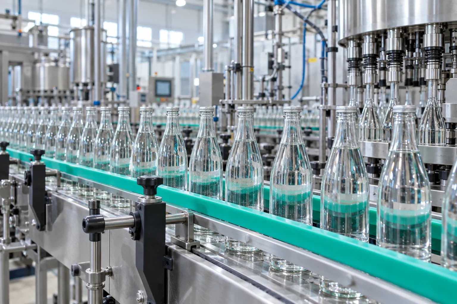 Illustrative beverage production and bottling line
